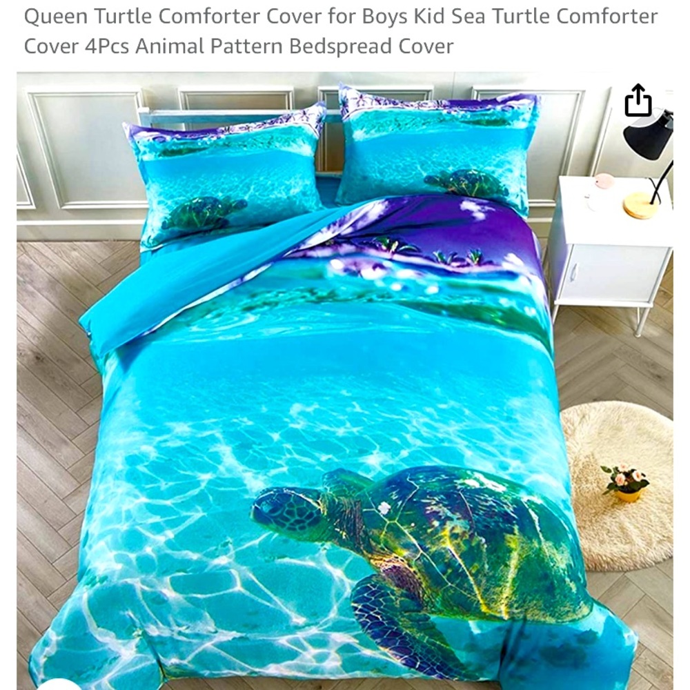 Queen turtle comforter Cover set Unisex New